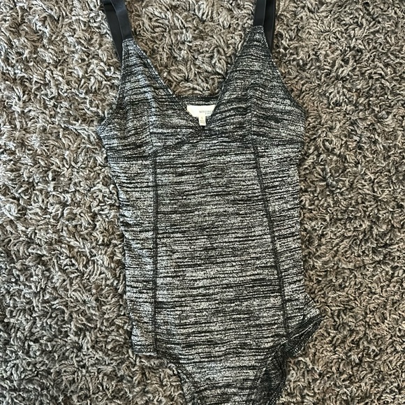 Wilfred Free (Aritzia) bodysuit in a grey/black marble color. - Picture 1 of 3